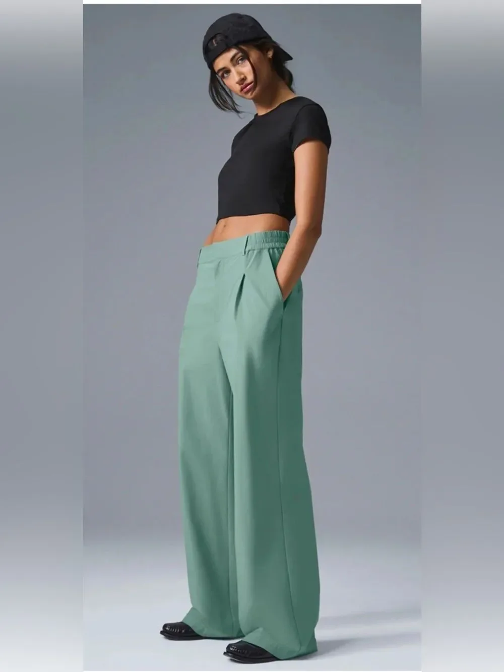 ALO YOGA wide leg trousers in teal